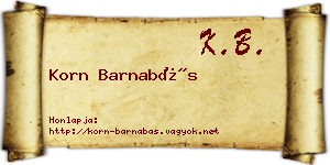 Korn Barnabás névjegykártya